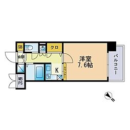 エンクレスト天神2 1Kの間取図画像