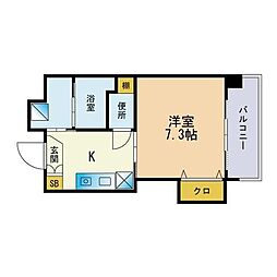 大洋ビル 1Kの間取図画像