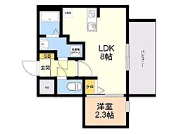 モダンパラッツォ平尾 1LDKの間取図画像