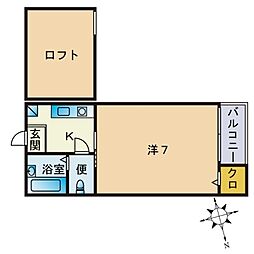 セントラルコート天神2 1Kの間取図画像