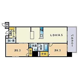 アーバンローズ薬院 2LDKの間取図画像