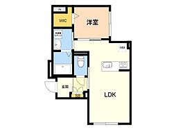 GRACE EARTH 薬院 1LDKの間取図画像