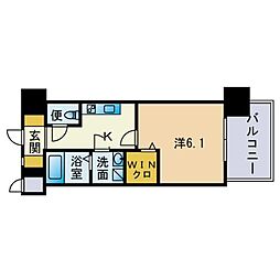 エンクレスト天神FOCUS 1Kの間取図画像
