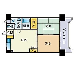 アイレックス南天神 2DKの間取図画像
