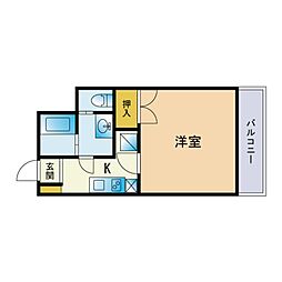 天神南ロイヤルハイツ 1Kの間取図画像