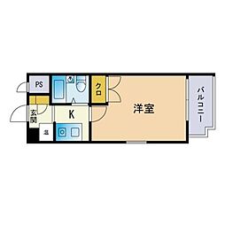 ダイヤモンドタワー薬院南 1Kの間取図画像