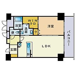 天神プレイスEAST棟 1LDKの間取図画像
