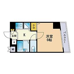 エスポワールマンション天神南 1Kの間取図画像