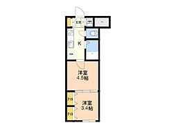 アリビオ天神南 2Kの間取図画像