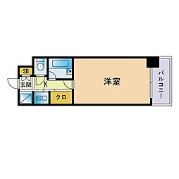 ピュアドームリブレ薬院 1Kの間取図画像
