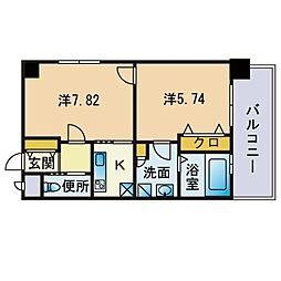 エンクレスト天神南2 2Kの間取図画像