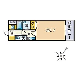 ライオンズマンション薬院第6 1Kの間取図画像