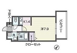 プレッソ天神 1Kの間取図画像