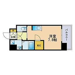 アルファシオリエンソ ワンルームの間取図画像