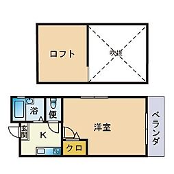 マーベラス南天神 1Kの間取図画像
