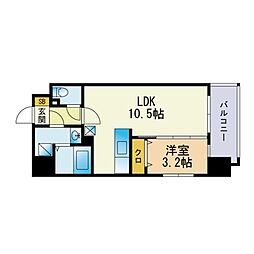 LIBERTYRTENJIN1 1LDKの間取図画像