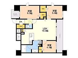 エンクレスト博多EXCEED 3LDKの間取図画像