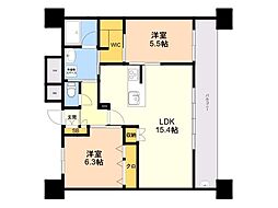 エンクレスト博多EXCEED 2LDKの間取図画像
