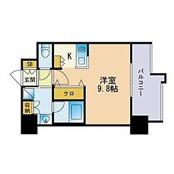 エンクレスト博多THETIME ワンルームの間取図画像