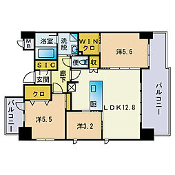 アクシオン博多リヴァージュ 3LDKの間取図画像