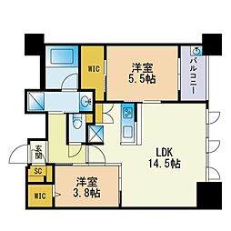 エンクレスト博多 2LDKの間取図画像