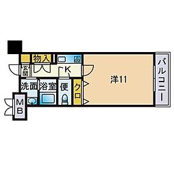 メープル博多倶楽部 1Kの間取図画像