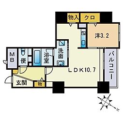 リーブル博多駅前 1LDKの間取図画像