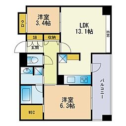 エンクレスト博多プレミア 2LDKの間取図画像