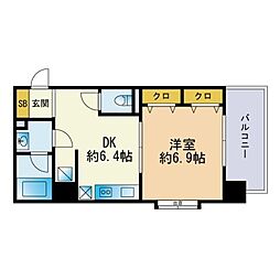高口箔屋ビル 1DKの間取図画像