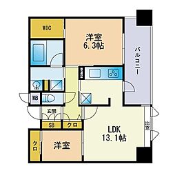 エンクレスト博多プレミア 2LDKの間取図画像