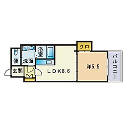 エース五番館 1LDKの間取図画像