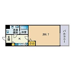 ラセット博多 1Kの間取図画像