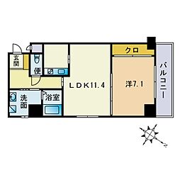 レジデンス住吉 1LDKの間取図画像