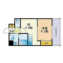 ジェイド博多 1DKの間取図画像
