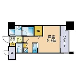 エンクレスト博多 ワンルームの間取図画像