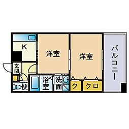 エンクレスト中呉服 2Kの間取図画像
