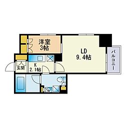 パークレジデンシャル博多 1LDKの間取図画像