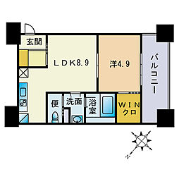 ビエラコート博多駅前 1LDKの間取図画像