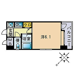 ピュアドーム博多アクティオ 1Kの間取図画像