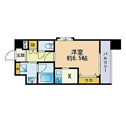 OrchidResidence上呉服 1Kの間取図画像