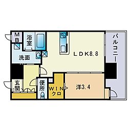 エンクレスト博多MATE 1DKの間取図画像