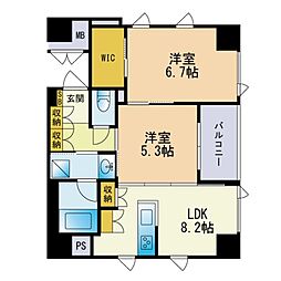 エンクレスト博多THETIME 2LDKの間取図画像