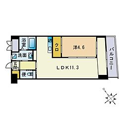 レジデンス住吉 1LDKの間取図画像
