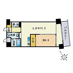 レジデンス住吉 1LDKの間取図画像