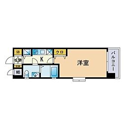 ピュアドームエスパリエ博多 1Kの間取図画像