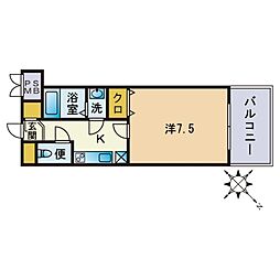 エンクレスト福岡 1Kの間取図画像