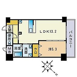 レジデンス住吉 1LDKの間取図画像