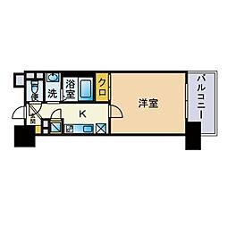 ウィルドゥ中洲 1Kの間取図画像
