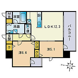 エグゼ博多コンドミニアム 2LDKの間取図画像