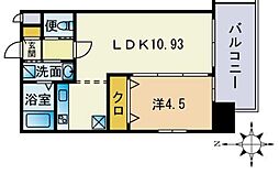 フォレシティ博多2 1LDKの間取図画像
